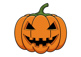 Fototapeta premium A cartoon jackolantern with a carved spooky face
