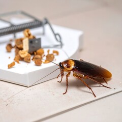 Cockroach on a trap