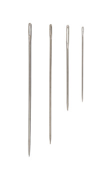 set of sharp sewing needles isolated
