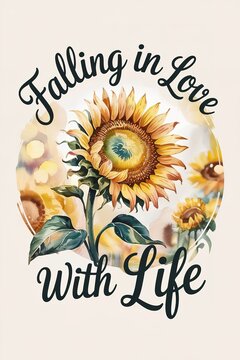 Watercolor Sunflower Design with Inspirational Quote