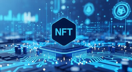 NFT Digital Technology Chip Circuit.
