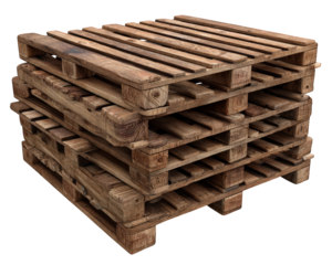 Stack of rustic brown wooden pallet for warehouse logistics and shipping. Essential cargo for factory transport and distribution, feeling sturdy and functional