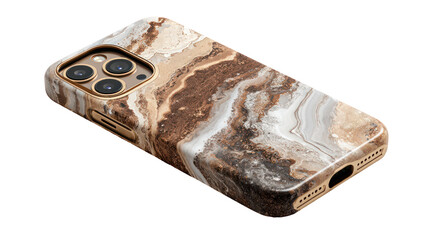 Luxury marble patterned phone case for smartphone isolated on transparent background