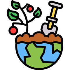 Tree Planting lineal color icon