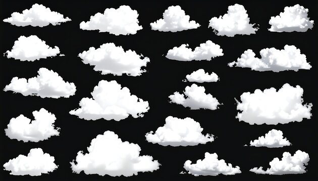 White clouds on black background