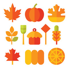 Assorted autumn flat icons fall harvest