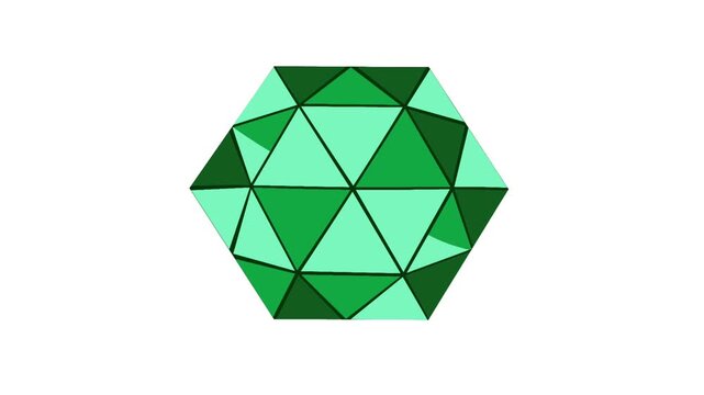 Green Shiny diamond animation with sparkling crystal facets on clean background, luxury gem motion.