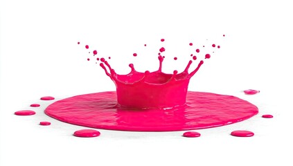 Vibrant fuchsia paint splash on white background
