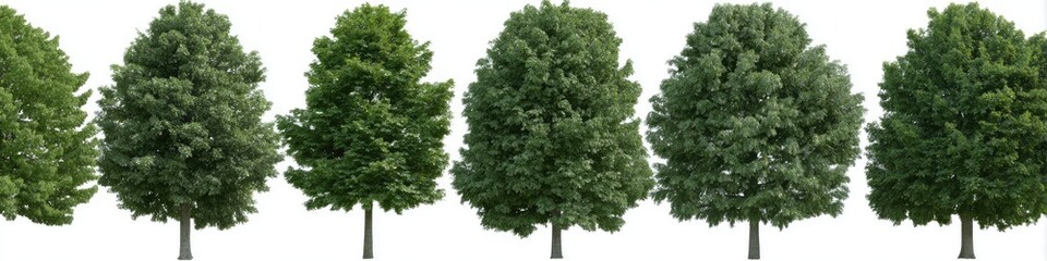Multiple deciduous trees against white background