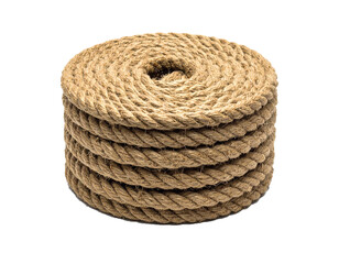 Coil of Natural Jute Rope Isolated on White Background
