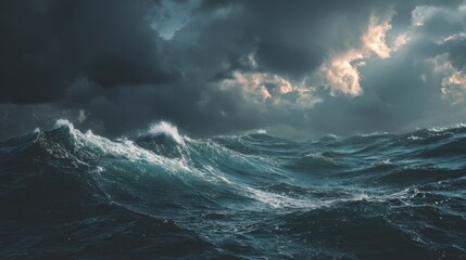 Dramatic Ocean Waves Under a Stormy Sky