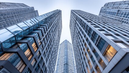 Fototapeta premium Low angle view of modern skyscrapers