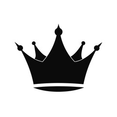 Black silhouette of a five-pointed royal crown with rounded tips on a white background king queen