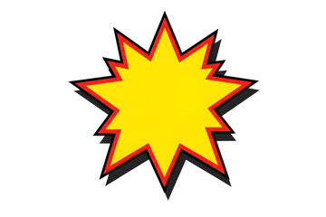 Vibrant Yellow Comic Pop Art Starburst Explosion Graphic isolated on transparent cutout background, cut out, png