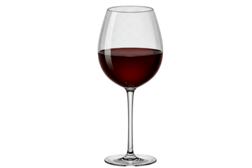 Goblet glass of red wine isolated on transparent cutout background, cut out, png