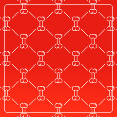 Seamless pattern on a red background with bone icons. Line design for posters, social media, and banner templates.
