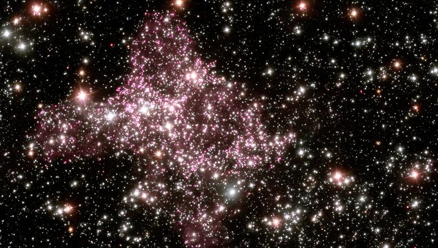 Pink nebula cluster against a dark star-studded background - Powered by Adobe