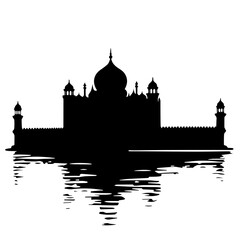 Fototapeta premium taj mahal vector illustration, silhouette, architecture, city, vector, building, skyline, travel, illustration, tower, church, india, castle, europe, landmark, house, old, london, cityscape, monument,