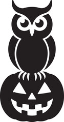 Halloween owl on pumpkin silhouette vector