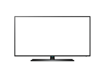 Fototapeta premium LCD TV screen with Empty White Display, mockup of a large modern black TV isolated on transparent cutout background, cut out, png