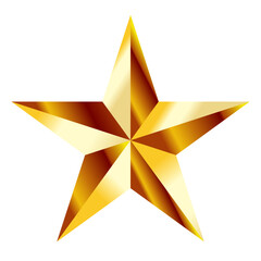 Golden star Vector Illustration. Christmas star. Realistic 3d metallic golden design element. 