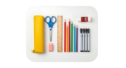 Obraz premium Creative School Supplies Arranged Artistically