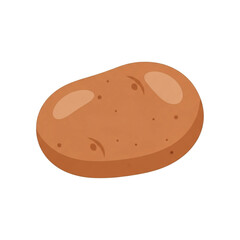 A single whole raw potato with brown skin, isolated on a white background. Natural organic vegetable food concept. Vector Illustration, PNG Transparent