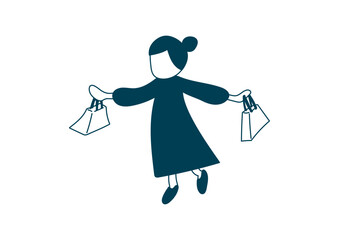 買い物袋を持つ女性のイラスト素材