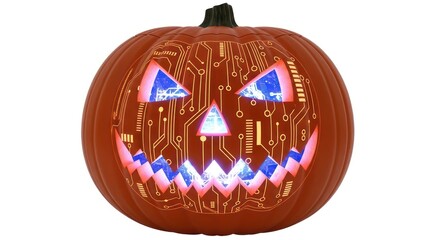 Cyberpunk Halloween: A technologically advanced pumpkin for the modern spooky season celebration