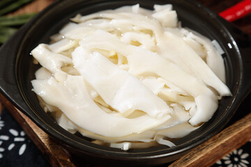 Fresh White Asparagus Shreds in Bowl - Healthy Vegetable Preparation for Cooking