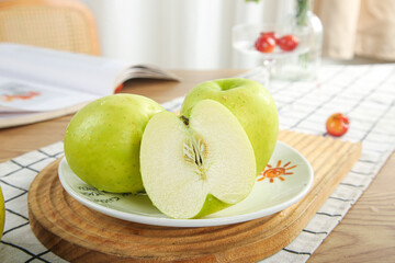 Fresh Green Apples on Plate - Healthy Fruit Kitchen Still Life Photography