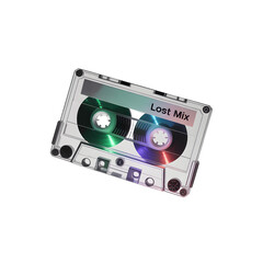 Retro cassette tape with the inscription lost mix isolated on transparent background