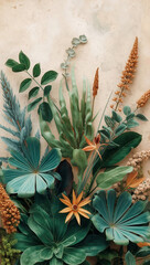 Nature-Inspired Botanical Art: Elegant Floral Arrangements and Greenery with Autumn Colors for Vintage Home Decor