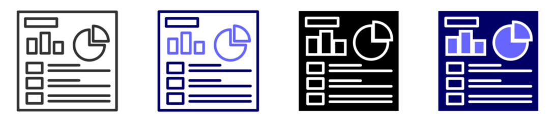 Business Report Icon set Multiple style 