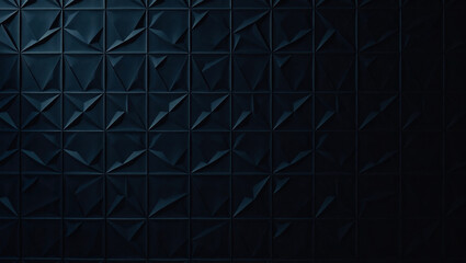 Modern Dark Geometric Pattern: 3D Textured Wall Surface with Blue Shadows for Elegantly Stylish Interior Decor