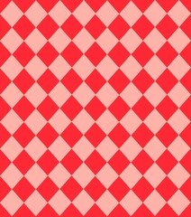 Bright red and pink seamless diamond checkered pattern, playful and energetic background.
