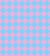 Soft pastel seamless pattern with blue and pink diamond checks, cute and dreamy design.