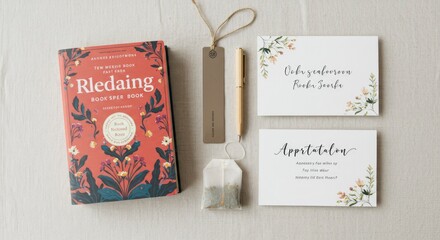 Obraz premium Cozy Reading Afternoon with Tea and Stationery