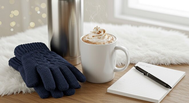 Cozy Winter Morning with Hot Chocolate and a To-Do List - Powered by Adobe