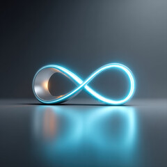 Fototapeta premium Glowing infinity symbol representing teamwork and continuity in a minimal futuristic style