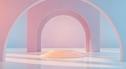 Clean 3D Arch Background with Podium