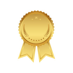 Premium gold medal with clean design. Achievement award.