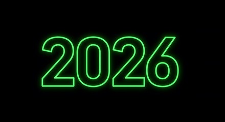 Neon Glow of 2026: A vibrant, glowing neon display showcasing the year 2026. This represents an anticipation for a future year.