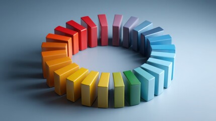 Colorful circle of colored bars illustrating a phase-locked pricing model concept for fibonacci-aligned business strategies