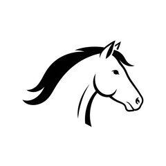 Stylized Black and White Horse Head Logo Design for Equine Branding