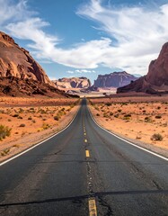 Desert highway stretches into the distance
