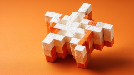 Small white and orange object with unique shape and design elements evoking creativity and modern aesthetic appeal