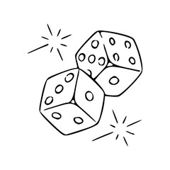 casino and gaming concept - doodle style dice