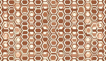A repeating pattern of layered, overlapping hexagons in warm, earthy tones creates a visually engaging design.