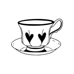 cute teacup and saucer vector illustration